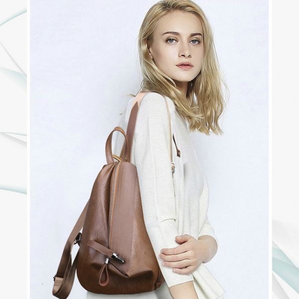 

bookbag backpack women's wild backpack 2020 new women's bag soft leather triangle small men women pu