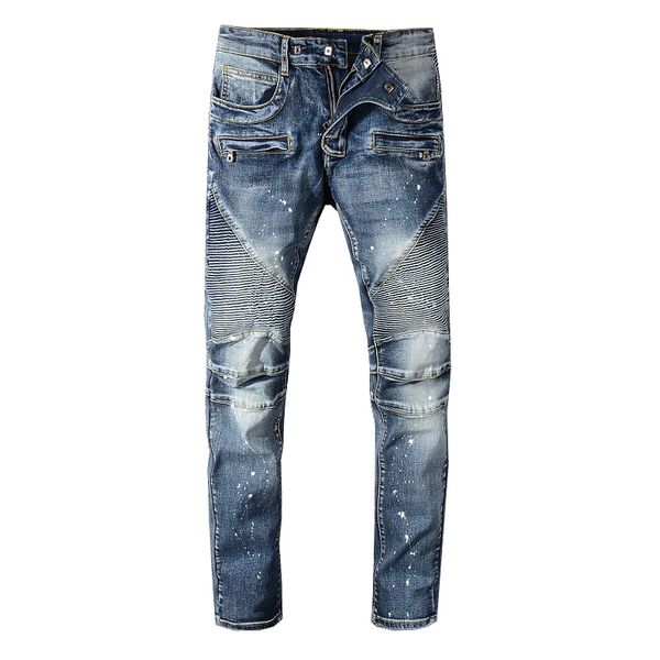 

дизайнер мужчины жан брюки мода синий цвет повседневная марка джинсовые брюки стильный прямой джинсовый дизайнер мужской размер брюк 29-42 д, Blue