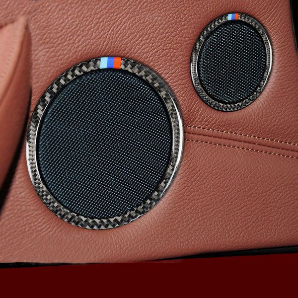 Fibra de Carbono Caril Styling Porta Audio Speaker Lantejoulas Tampa Aparecimento Acessórios para BMW x3 x4 x5 x6 5GT E70 E71 F07 F25 F26