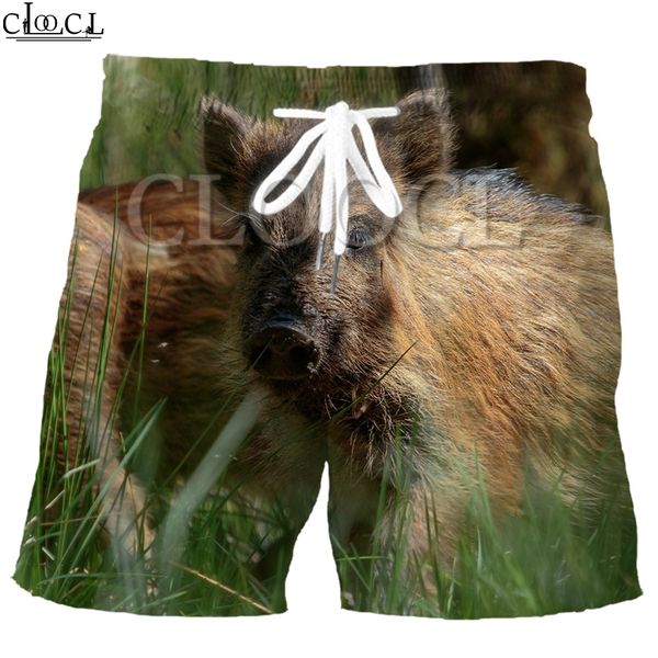 

cloocl wild animal wild boar men sports 3d print summer new leisure loose hip hop fashion harajuku style beach shorts, White;black