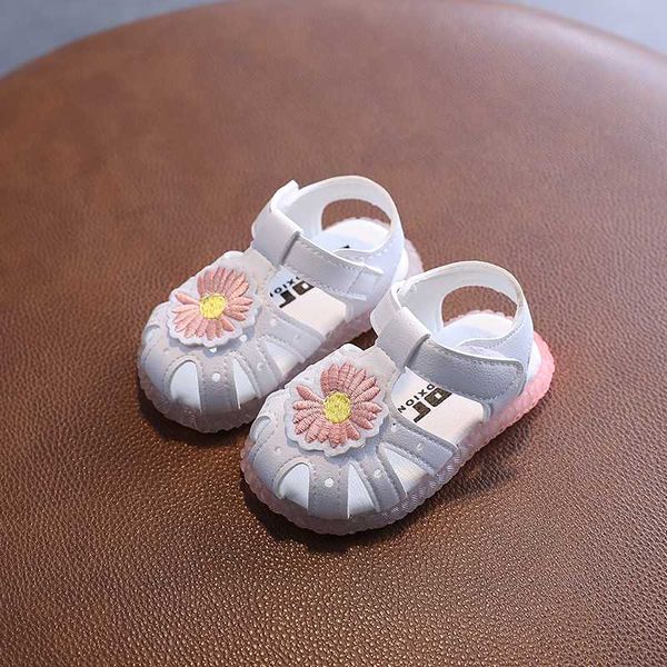 

kids shoes children luminous baby sneakers leather girl led light shoes flower sandals girls soft sole, Black;red