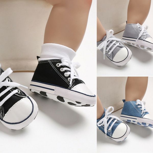 

new baby toddler boys girls crib shoes tennis canvas shoes kids skater sneakers, Black