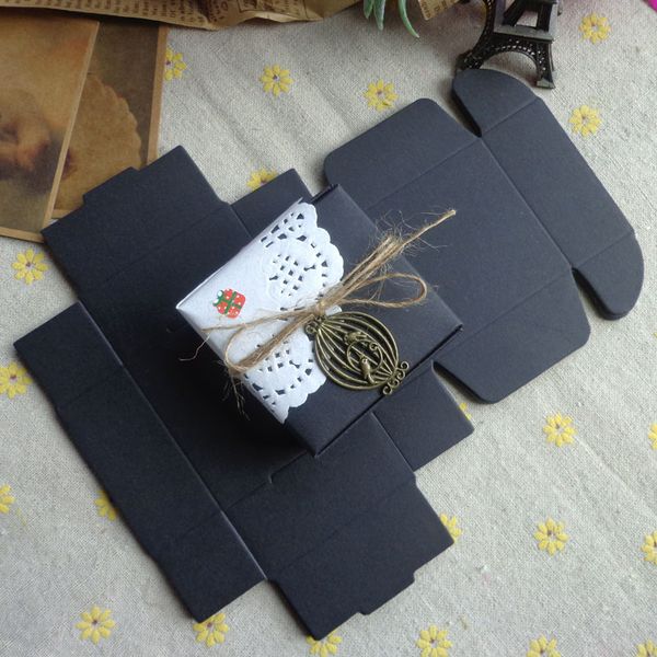 

black kraft paper gift box black cardboard paper packing box small carton jewelry packaging box