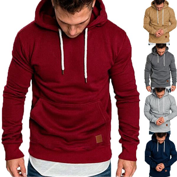 

2019 hoodies men fashion hoodies brand new men sweatshirt male tracksuit sportswear pullover solid autumn winter hoodie mens, Black