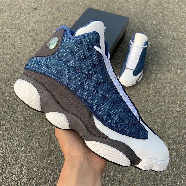

HOT Flints Basketball Shoes 13s Army Blue TOP Leather Real Carbon Fiber Designer Mens Athletic Trainers With Shoebox