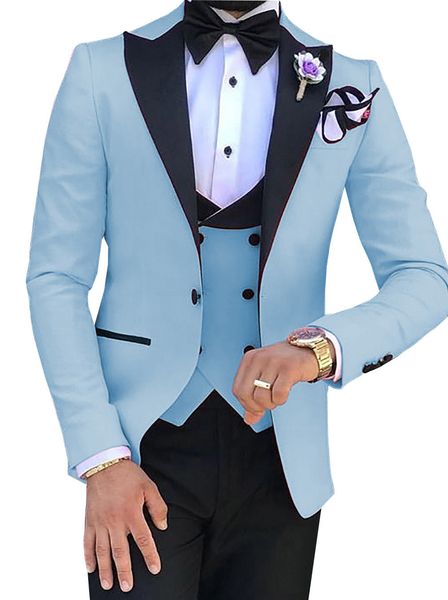 

one button groomsmen peak lapel wedding groom tuxedos men suits wedding/prom/dinner man blazer(jacket+tie+vest+pants) 995, Black;gray