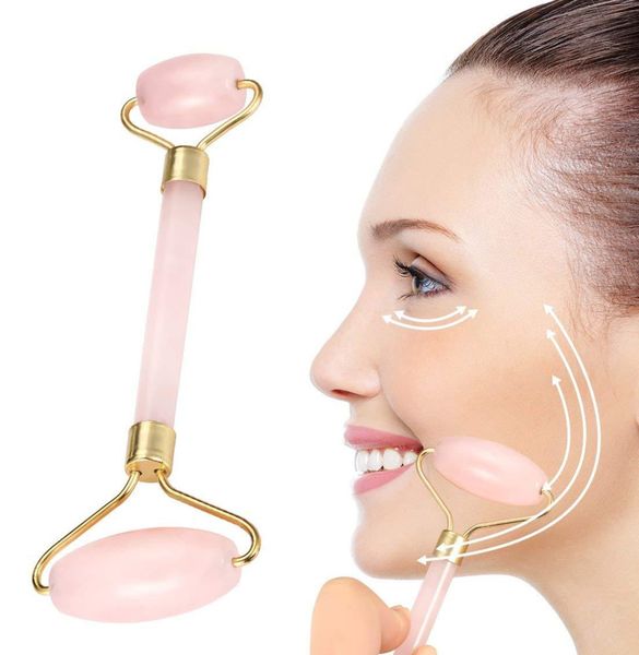 

roller massager facial roller therapy 100% natural rose quartz slimming tools for face skin neck eye body massage