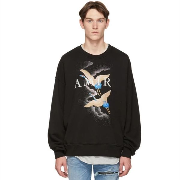 

2019 амири восток hurricane кран кран tengyun hot silver vintage с длинным рукавом tee high street amiri терри свитер, Black