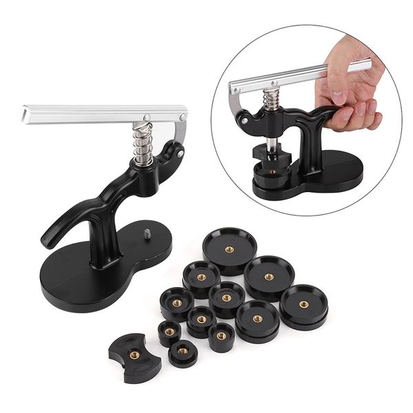 

back closer practical opener cover plastic parts durable repair tool black with 12 dies watch case press professional fitting