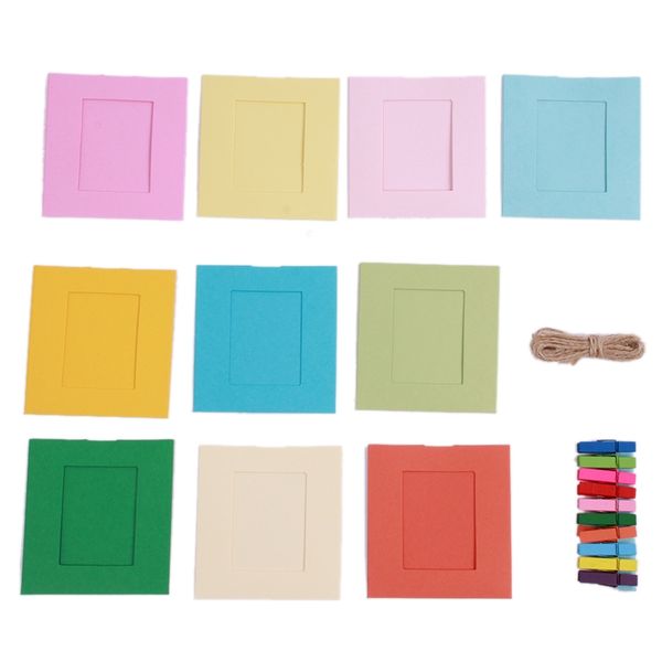 

p frames 10 pcs/lot 3 inch diy wall hanging album paper p frame for picture emoticons with wooden clip hanger hemp rope
