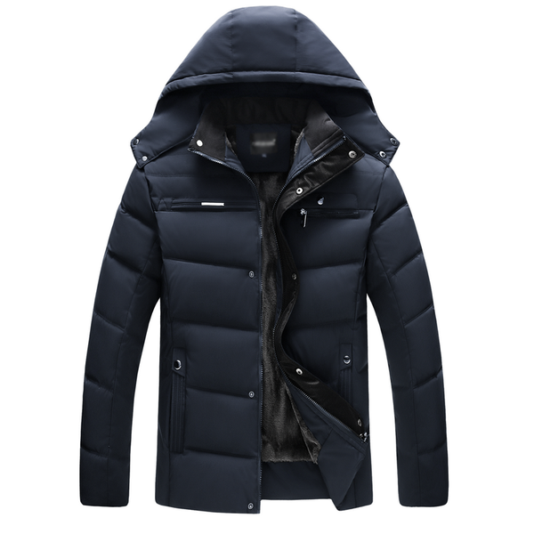 

men winter parkas blue black puffer hooded basic jackets thick fleece liner puff hood coats male warm thicken quilted outerwear