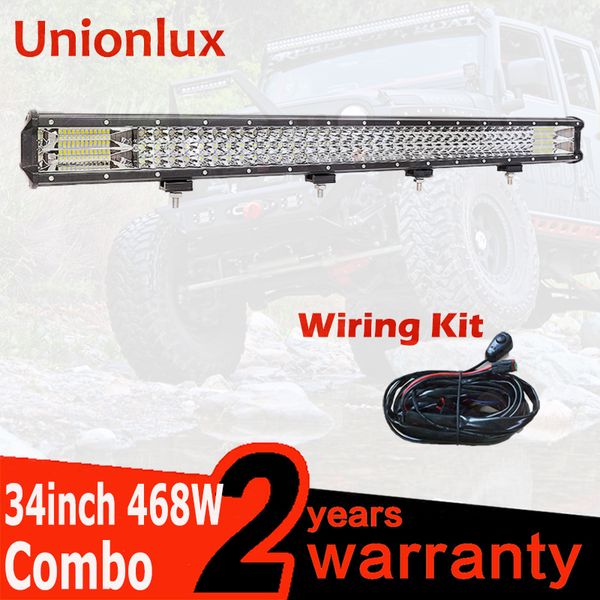 

34inch 468w led light bar wiring truck offroad 12v car led work light lamp off-road 4x4 suv atv tractor combo beam
