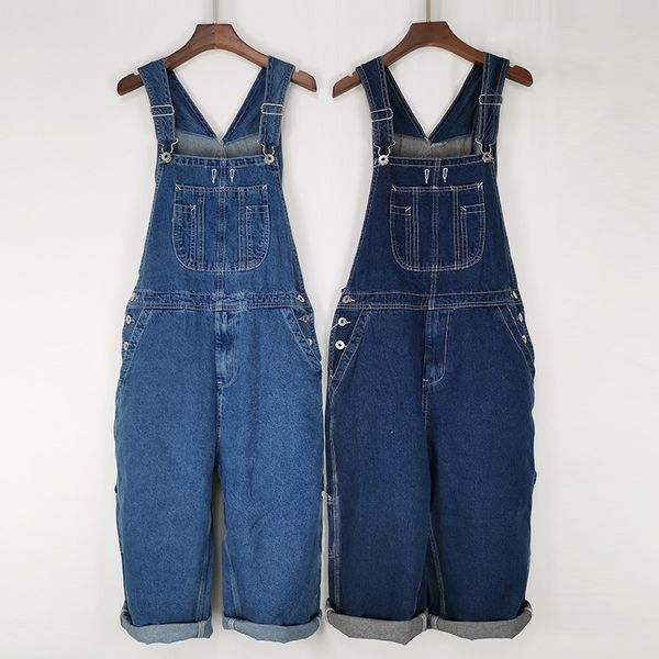 

men's denim shorts 2020 men's plus size 28-44 46 48 50 overalls large size huge denim bib shorts fashion pocket jumpsuits, Blue