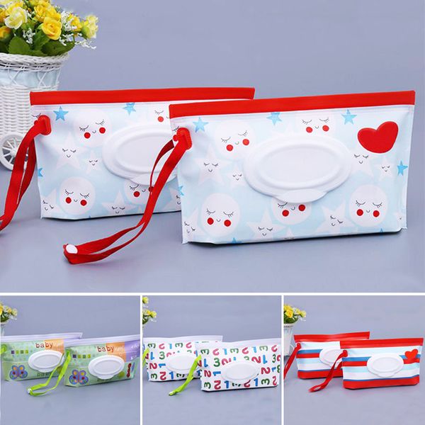

cartoon print baby wet wipes bag reusable wet wipes cover container for wet wipes baby skin care travel bag