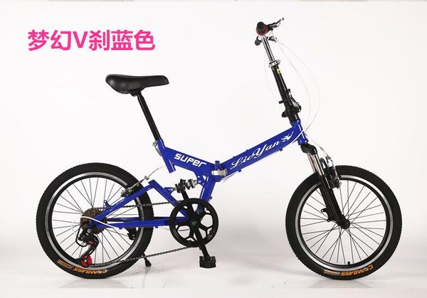 

folding bike 20 inch 6 speed double disc v brake mountain bicycles suspension steel frame aluminum wheel 17kgs folding handlebar