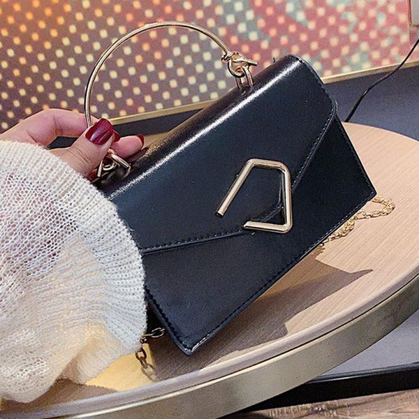

simple women bags design small satchel women handbags chain metal ring pu leather shoulder bag retro crossbody bag bolsa