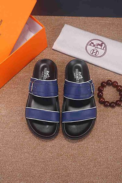 

new high-end brand men's slippers imported leather sheepskin pad foot rubber outsole men's sandals 39-44 yards ing, Black