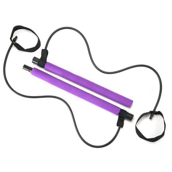 

multi functional yoga rally rod pilates bar kit body abdominal resistance rope puller pilates stick fitness bar body workout