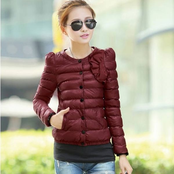 

women coat parkas solid single breasted bow decoration long sleeve short coat outwear m-xxl chaqueta mujer c89497, Black