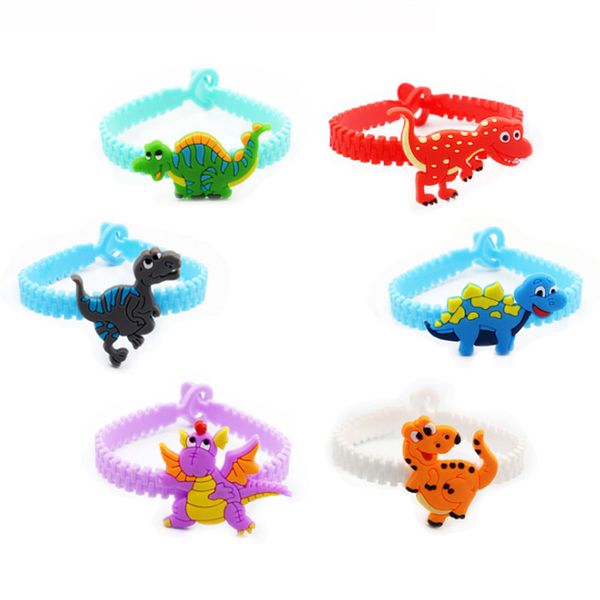 

new fashion children girl dinosaur pvc silicone charm bracelets wristband jewelry kids lovely gift ing, Red;brown