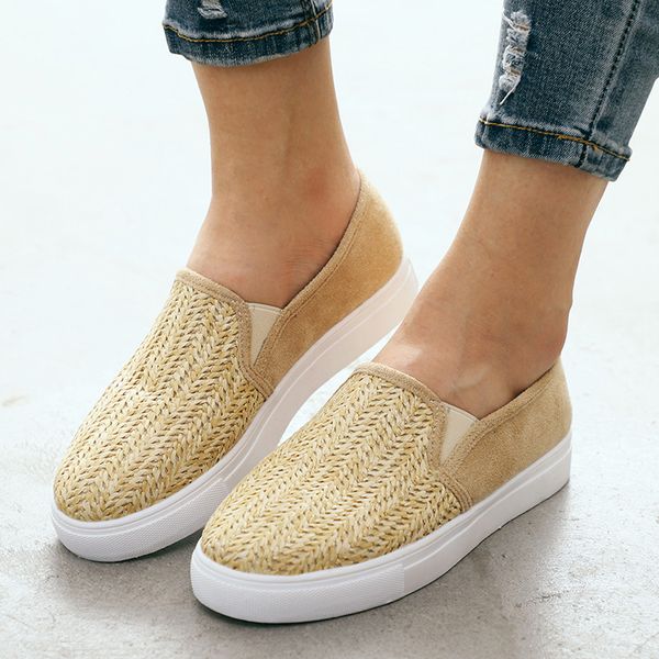 

2019 women flats cut-outs elastic band vulcanized shoes spring new female slip-on shallow breath casual shoes, Black