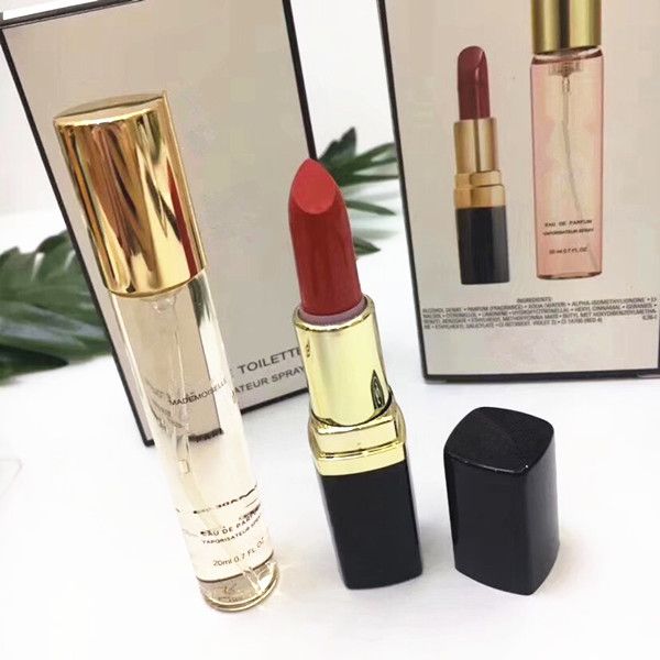 

hot Brand Makeup Maquillage Matte rouge a levre Lipstick + Perfume 20ml 2 in 1 Make Up Set