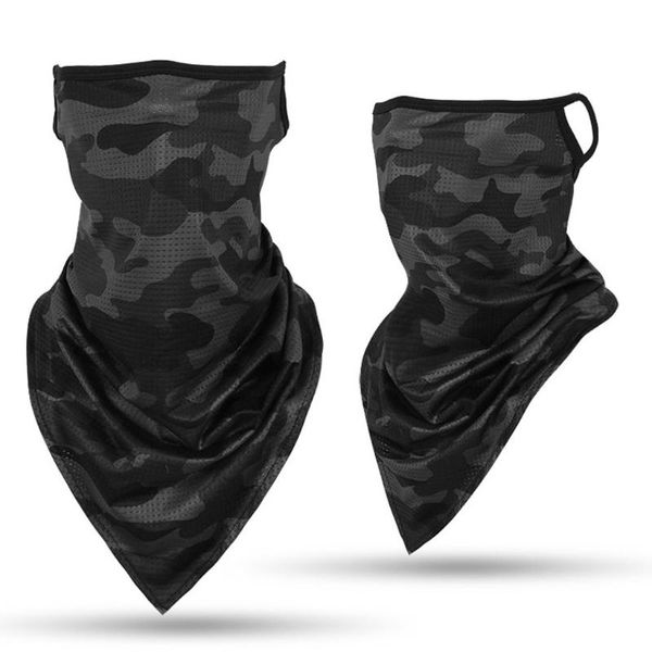 

#h30 1pc cycling breathable ice silk neck cover face bandana windproof dust neck cool scarf wrap sports neckwear headband, Black