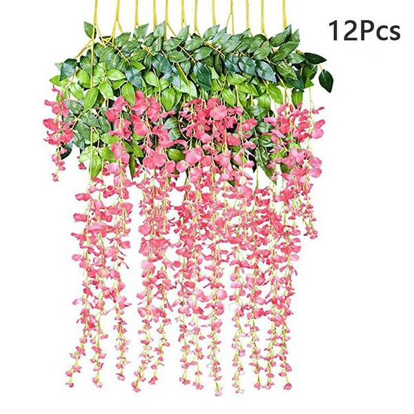 

12pcs/set artificial wisteria ivy vine leaf hanging silk flowers home decoration