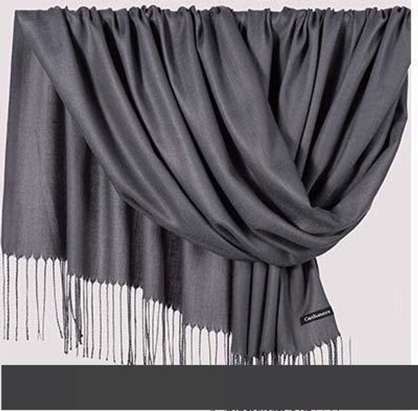 

сплошной цвет имитация кашемира матовый шарф осень и зима толстая кисточка, Blue;gray