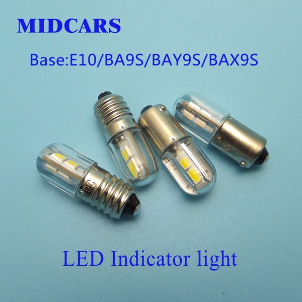

midcars 6v t4w ba9s e10 led lindicator light 36v bulb,bay9s 12v smd leds 48v indicator light, rear 24v to 60v bulb