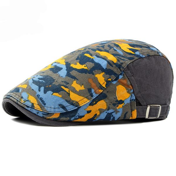 

ht1324 big size cotton berets wholesale fashion women advanced ivy gastby flat sun caps camo camouflage adjustable beret caps, Blue;gray