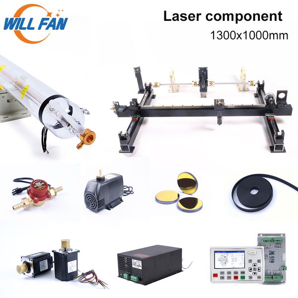 Vai fã 1300x1000mm Todo Kit mecânico 100W Laser AWC708S Motor Drive573S15-L DIY Montagem Máquina de Gravura de Cutter Laser Co2