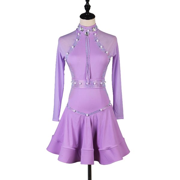 

фиолетовый latin dance competition платье женщины танго сальса румба cha cha самба бальные rave performance одежда customized dc3633, Black;red