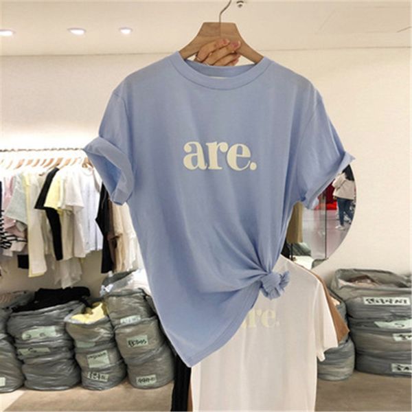 

women are letter t-shirts designer female round neck short sleeve tshirts summer fashion trend loose casual ladies tees, White
