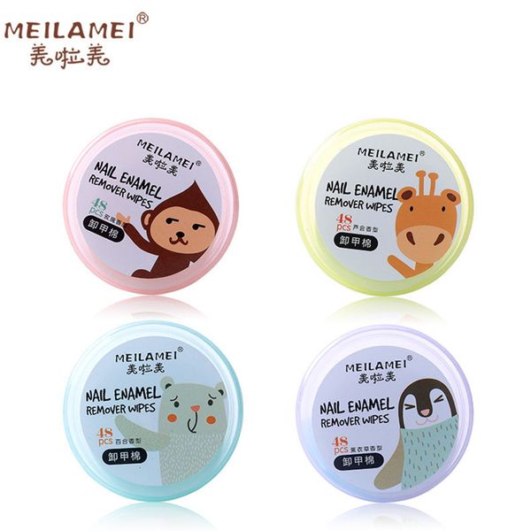 

48pcs/pack meilamei nail polish remover pads 4 different taste without volatilization nail cleaner cotton wipes lm039