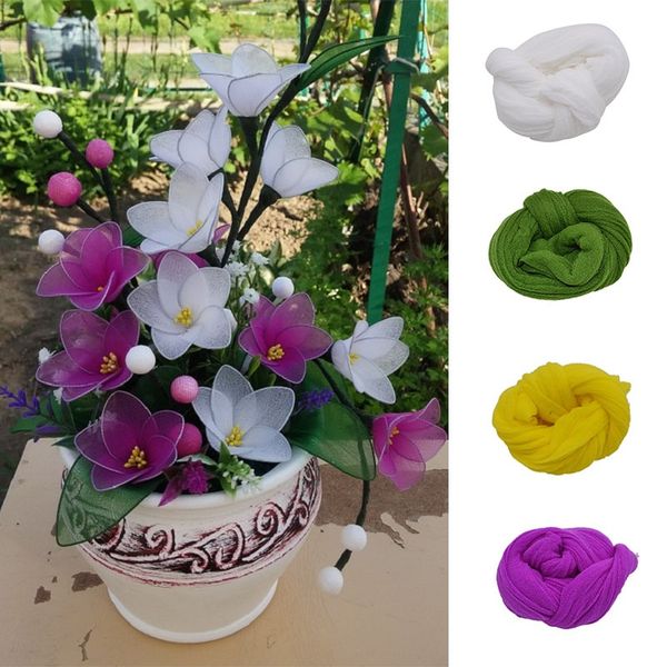 

5pcs tensile nylon stocking diy ronde flower making material handmade craft accessory wedding home diy nylon flower garden decor