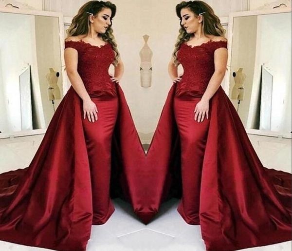 

2020 темно-красный русалка вечерние платья с длинным шлейфом кружева аппликация длина пола wear выпускного платья выпускного вечера партии п, Black;red