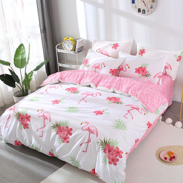 

flamingo bedding set luxury zebra kids bedding lines duvet cover set pillowcase fitted sheet bedspread twin  king drop ship