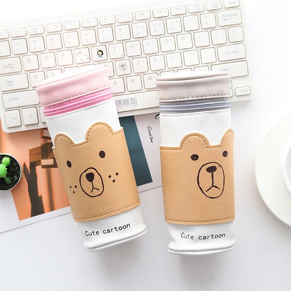 

big cartoon leather children pen pouch storage bags pencil case for student pen make up bag cute office stationery c5 d5