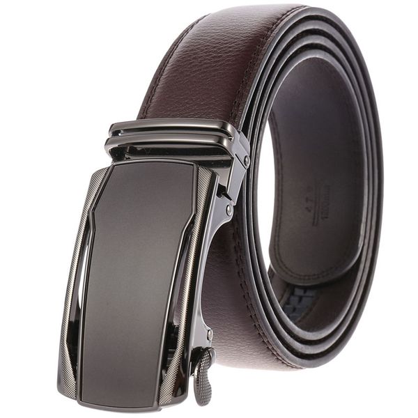 

new luxury belt leather ratchet strap automatic buckle for mens male casual black coffee belts dad husband christmas party gift, Black;brown