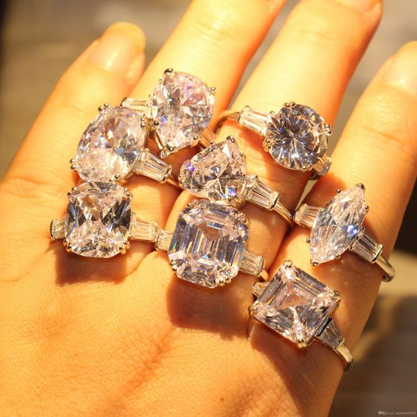 

8 style choucong stunning big white z luxury jewelry dove egg 925 sterling silver cz diamond party promise ring women wedding rings gif