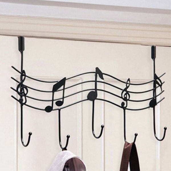 

iron art phonetic symbol door hanger non-scratch nail-door rear 5 hook towel rack key holder practical hat-and-coat hook