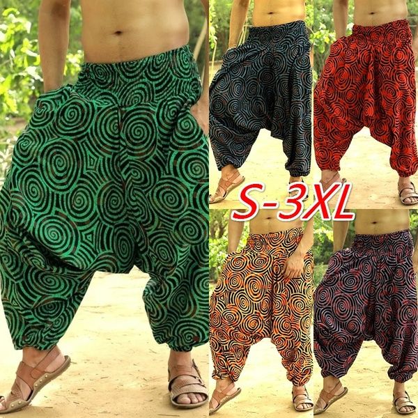 

wide legs ethnic style pants casual joggers men pants 2019 fashion men harem baggy hip hop pantalon hombre trousers, Black