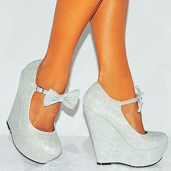 

kolnoo women's wadges heel pumps butterfly buckle strap dress shoes party prom fashion evening club court pumps shoes d252, Black