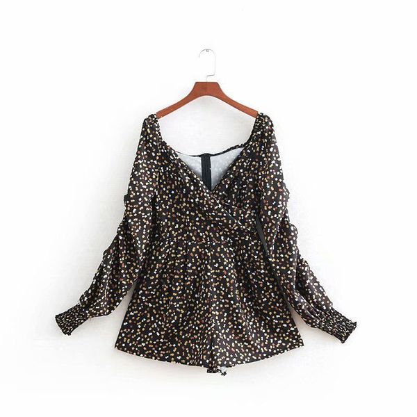 

cross v-neck long-sleeved pleated elastic print straight body shorts women's casual pants2019 spring and summer, Black;white