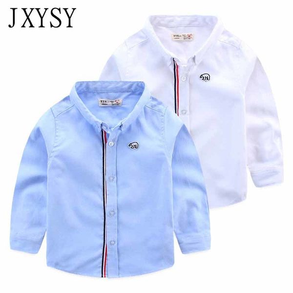 

children shirt for boys 2019 spring/autumn new boys shirts fashion cotton kids shirt for girls long sleeve clothes 2-12year y200704, White;black