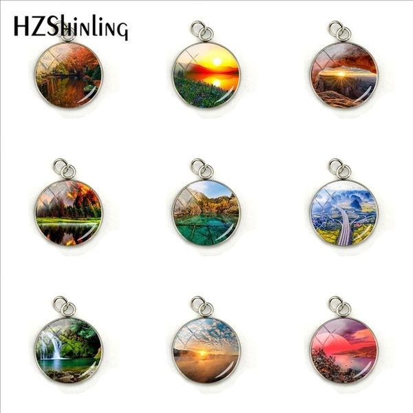 

beautiful scenery in the world cabochon pendant charms stainless steel necklace pendants jewelry gifts for traveler, Bronze;silver