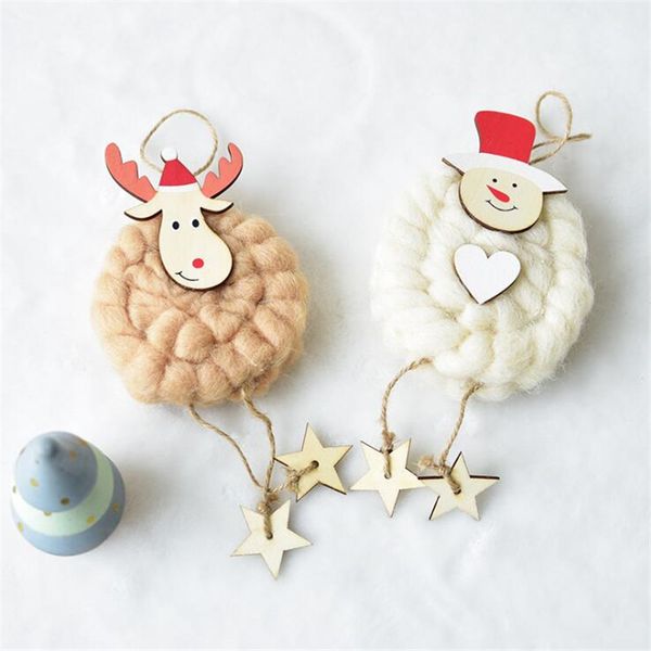 

lovely elk pendant pure handicraft wool felt christmas decor cute little sheep home room ornaments holiday atmosphere decor new