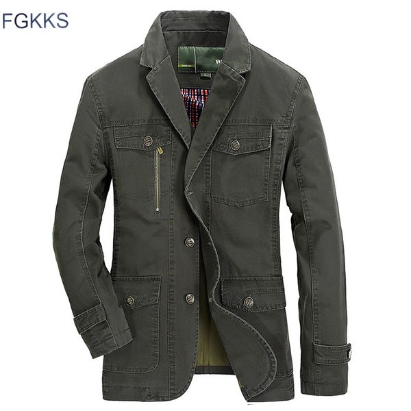 

fgkks марка мужская бизнес повседневная куртки мужская мода мульти-карман куртка осень новый мужской сплошной цвет хлопок куртка пальто, Black;brown
