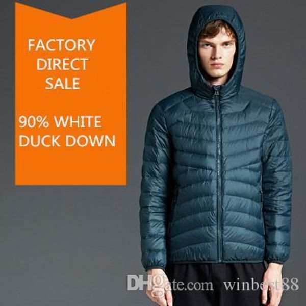 

men's packable outdoor warm down coat 95% white duck down puffer jacket windproof coat thick hooded puffer coat size s-3xl, Black